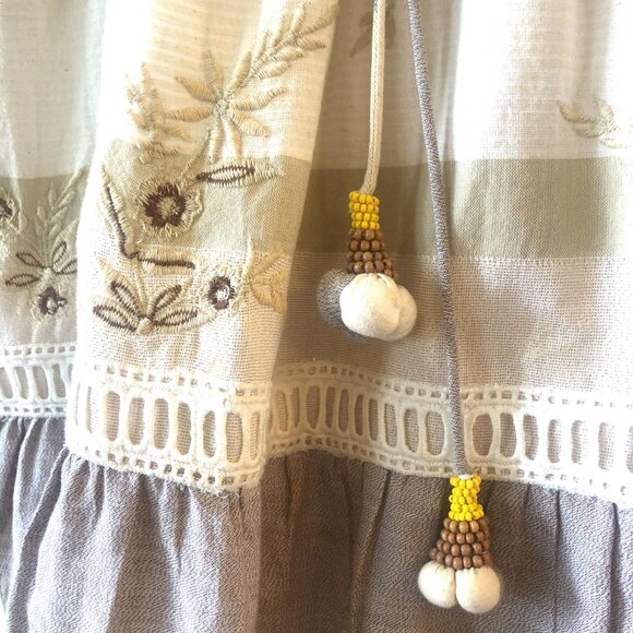 New HEMANT & NANDITA Mana Stripe Tassel Ties Boho Mini Dress M MSRP $330 - Picture 6 of 9